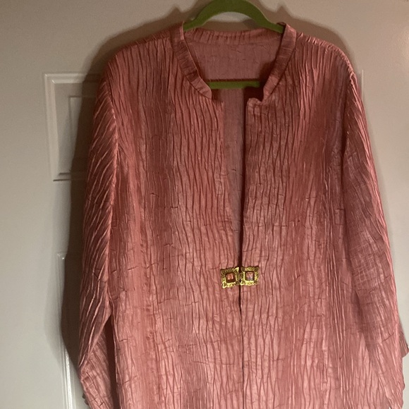 Peach Rayon Top 1990s, Vintage Jacket, w/ Single Gem Closure Spring/Summer Sz XL - Picture 1 of 8